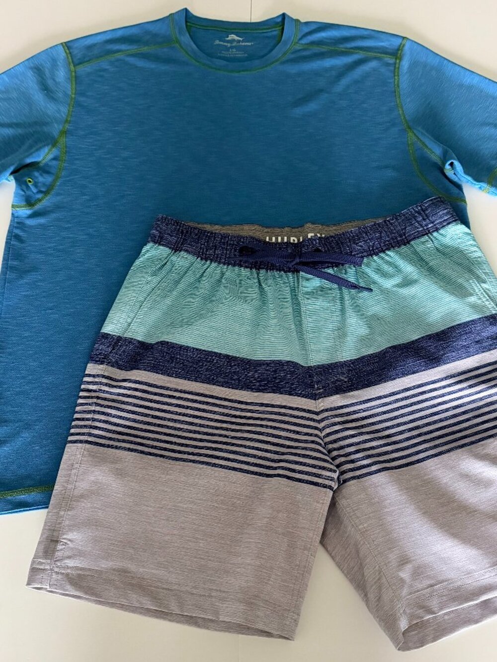 Mens Beach Bundle Hurley Board Shorts Tommy Bahama Tee Blue Sz Large Resort Surf